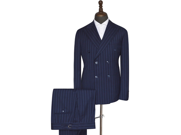 Costume Cardiff rayure semi-entoilée bleu marine | E-G Creation Paris