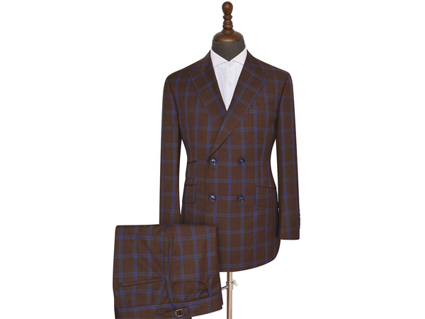 Costume homme marron à carreaux, 2 pièces, coupe ajustée | E-G Creation Paris