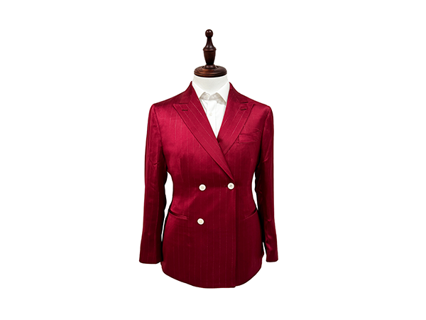 Blazer Femme Rouge à rayures fines – Coupe Cintrée Élégante | E-G Creation Paris