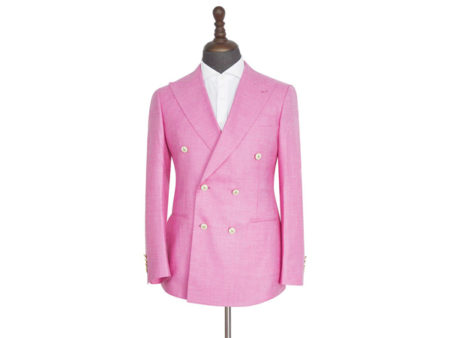 Costume croisé lin/laine Coupe croisée Rose | E-G Creation Paris